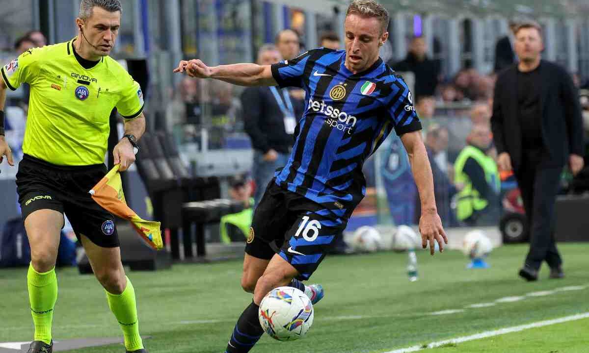 Davide Frattesi con la maglia dell'Inter durante la partita contro l'Udinese