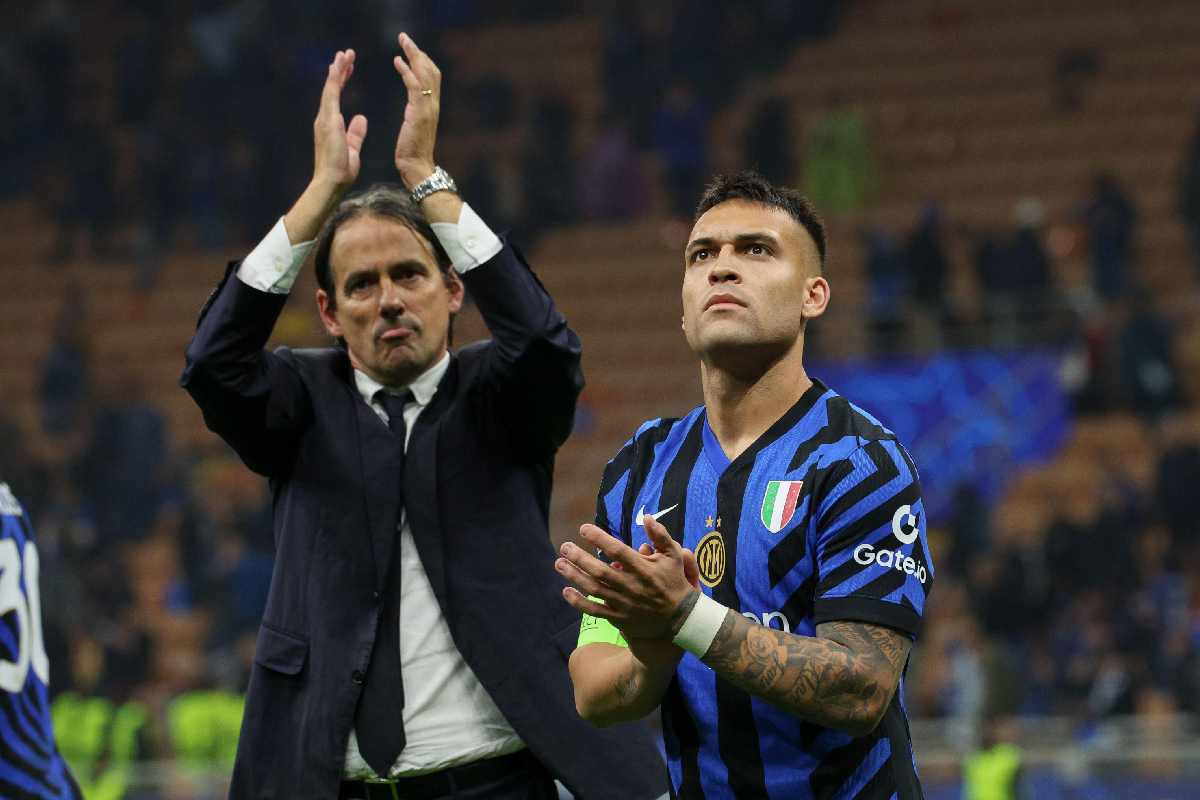 Champions League, Inter in finale. Nella foto, L'allenatore Simone Inzaghi e il capitano nerazzurro Lautaro Martínez