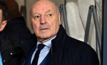 Giuseppe Marotta in primo piano in un tunnel a bordo campo