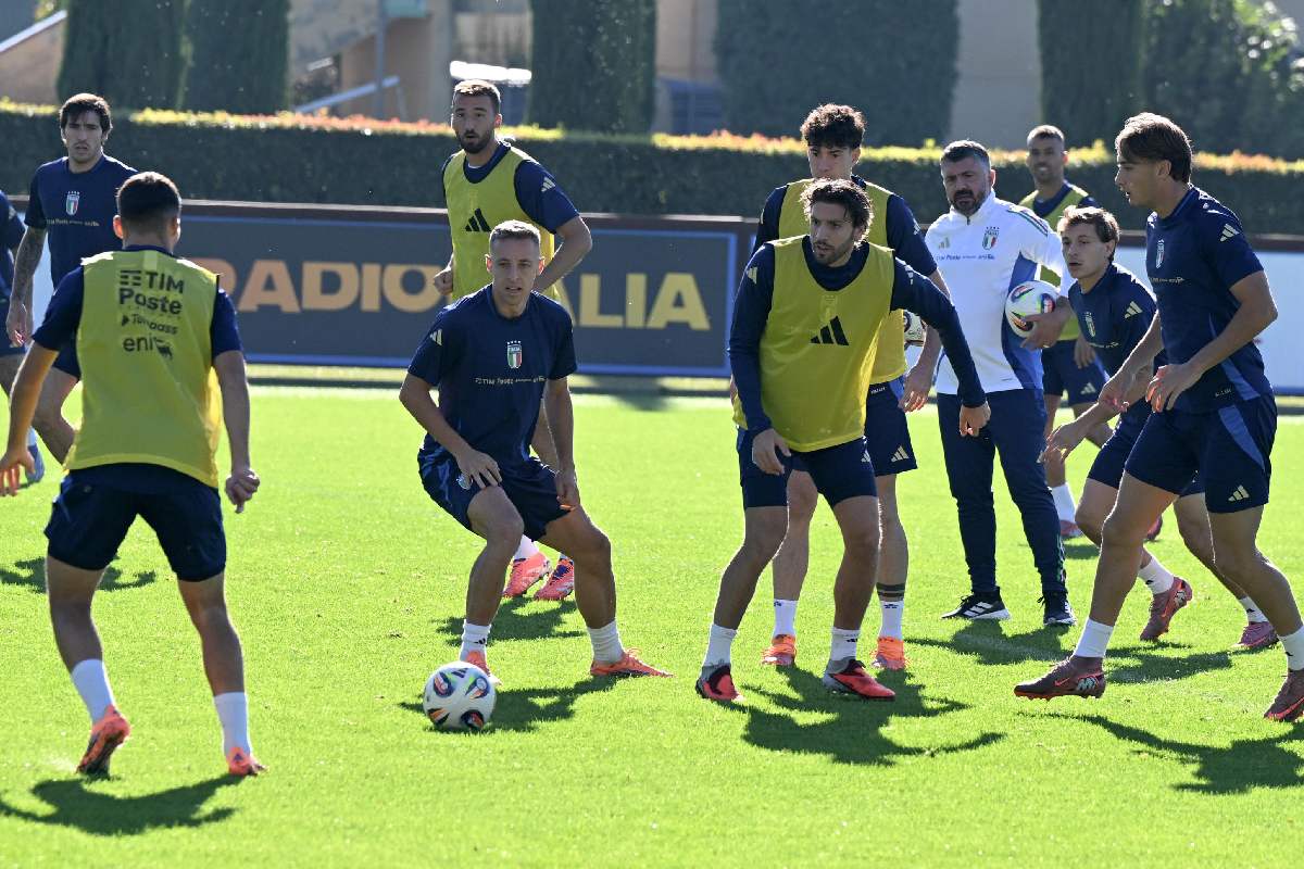Nazionale italiana in allenamento a Coverciano